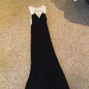 Black crochet maxi dress